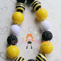 Bumble Bee Chunky Necklace Hair Bow & Barefoot Sandal Set - Thumbnail 3
