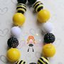Bumble Bee Chunky Necklace Hair Bow & Barefoot Sandal Set-3