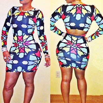 Cut-out back kaleidoscope print mini dress