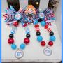 Dr. Seuss Thing 1 and 2 Inspired Pendant Chunky Necklace/Bubblegum Beads/Girls Jewelry-1