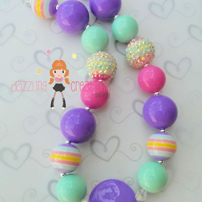 Purple circle pastel chunky necklace with matching bracelet/perfect photo props