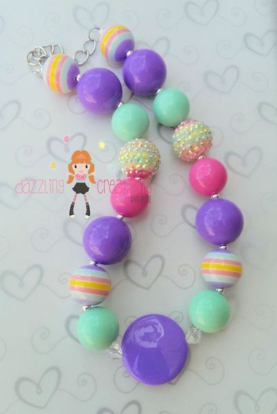 Purple circle pastel chunky necklace with matching bracelet/perfect photo props