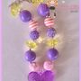 Pink or Purple Spring Heart Pendant Chunky Necklace Perfect Photo Props-1