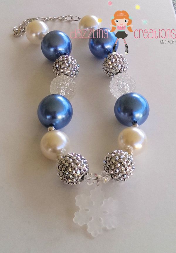 Snowflake Frozen Inspired Chunky Necklaces/Olaf Inspired/Bubblegum Beads/Girls Jewelry
