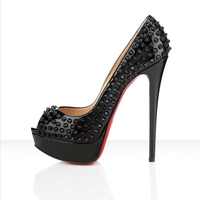 Christian Louboutin Lady Peep Spikes 150mm Black - Thumbnail 1