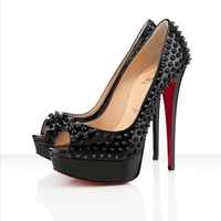 Christian Louboutin Lady Peep Spikes 150mm Black - Thumbnail 2