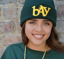 BAY Beanie Green and Yellow
