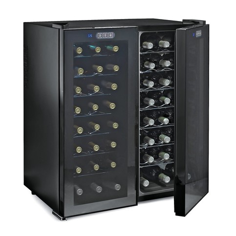 Wine Enthusiast Silent 48 Bottle Touchscreen Double Door Dual Zone Wine Refrigerator (Smoked Glass Doors)