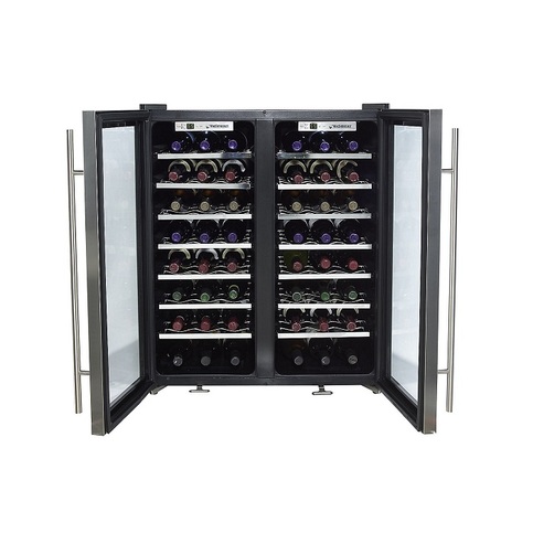 Wine Enthusiast Silent 48 Bottle Double Door Dual Zone Wine Refrigerator (Stainless Steel Trim Door)