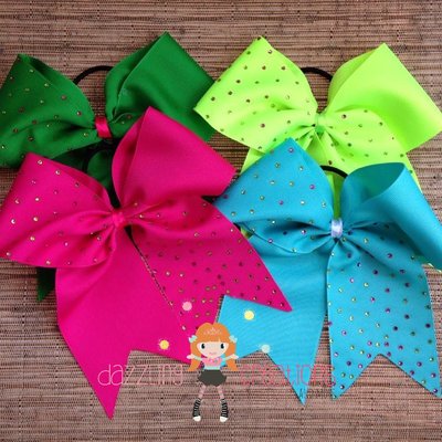 Cheer bows with rhinestones