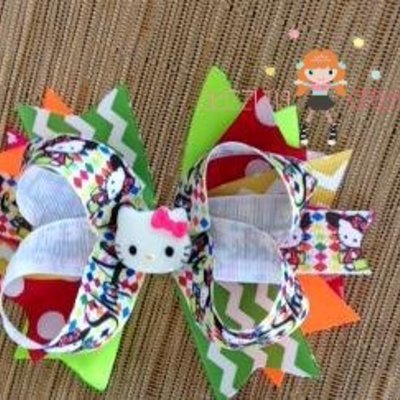 Kitty inspired hair bow/boutique bow/hair clip/girls bows