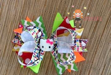 Kitty Inspired Hair Bow/Boutique Bow/Hair Clip/Girls Bows