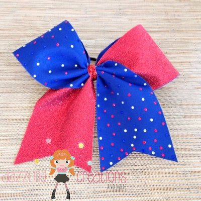 Red blue patriotic 4th of july cheer bow with rhinestones