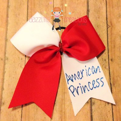 American princess patriotic 4th of july cheer bow