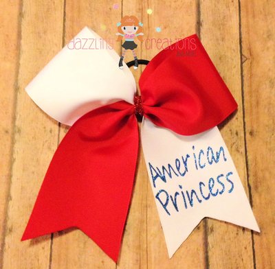 American princess patriotic 4th of july cheer bow