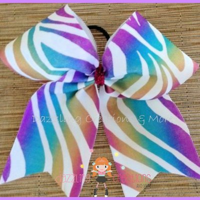 Colored striped zebra cheer bow 