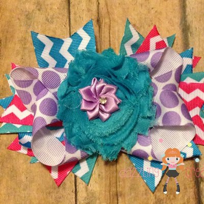 Purple blue firefly hair bow set/boutique hair bows