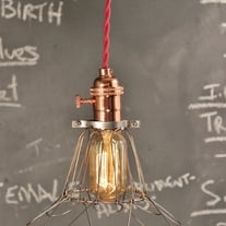Vintage Industrial Copper Cage Pendant Lamp