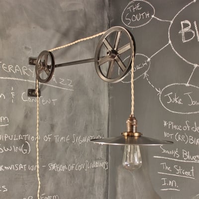 Vintage industrial pulley lamp - the draftsman light