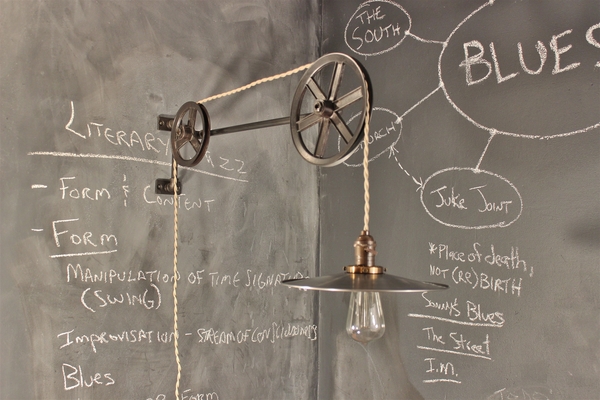 Vintage Industrial Pulley Lamp - The Draftsman Light