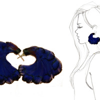 Ombre' Feather Hoop Earrings - Thumbnail 1