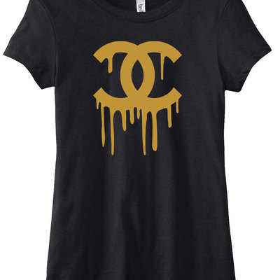 Cc drip t-shirts black with metallic gold  plus size reduced
