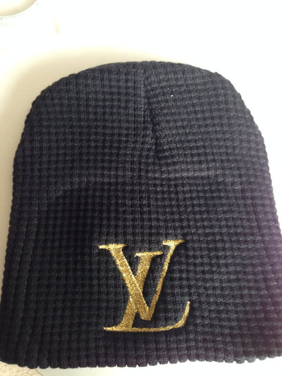 LV Black Beanie Waffle hat