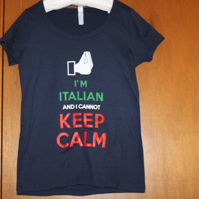 Keep calm italian ladies bella navy tshirts med only
