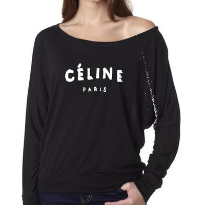  celine off the shoulder long sleeve t shirts