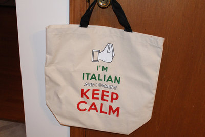 Keep Calm Italian tote bags