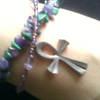 Double Strand Anhk Charm Bracelet Made Crystals & Stones Either Malachite & Amethyst or Jasper & Clear Quartz Handmade OOAK - Thumbnail 7