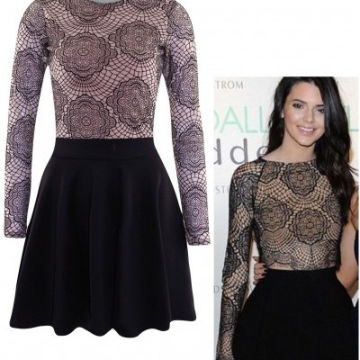 Mesh floral skater dress - Thumbnail 4