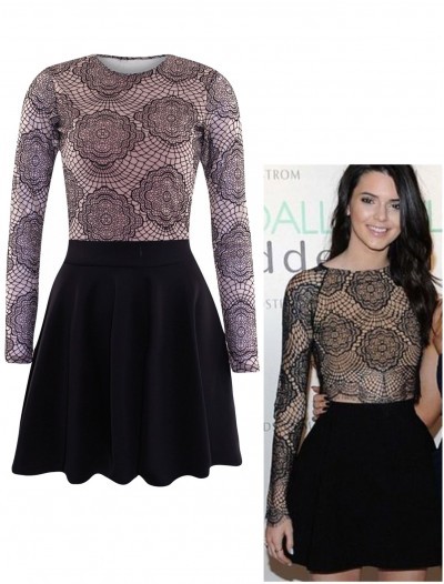 Mesh floral skater dress