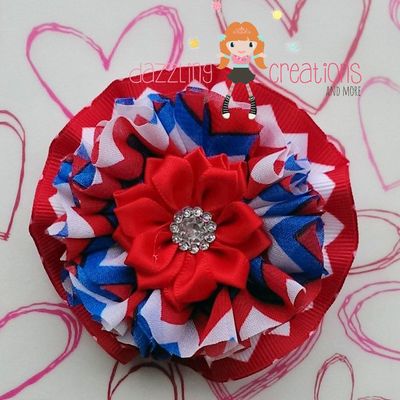 4th of july/patriotic/red white blue flower hair bow clips/photo props