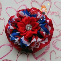 4th of July/Patriotic/Red White Blue Flower Hair Bow Clips/Photo Props - Thumbnail 1