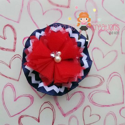 4th of july/patriotic/red white blue flower hair bow clips/photo props