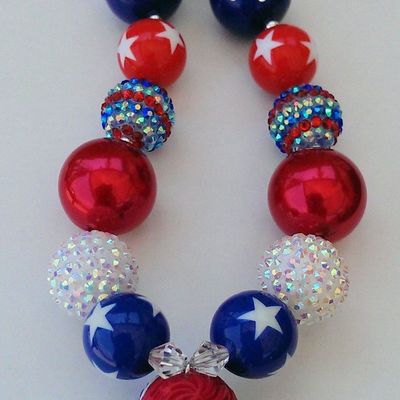 4th of july patriotic red cupcake chunky necklace