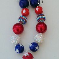 4th of July Patriotic Red Cupcake Chunky Necklace - Thumbnail 3
