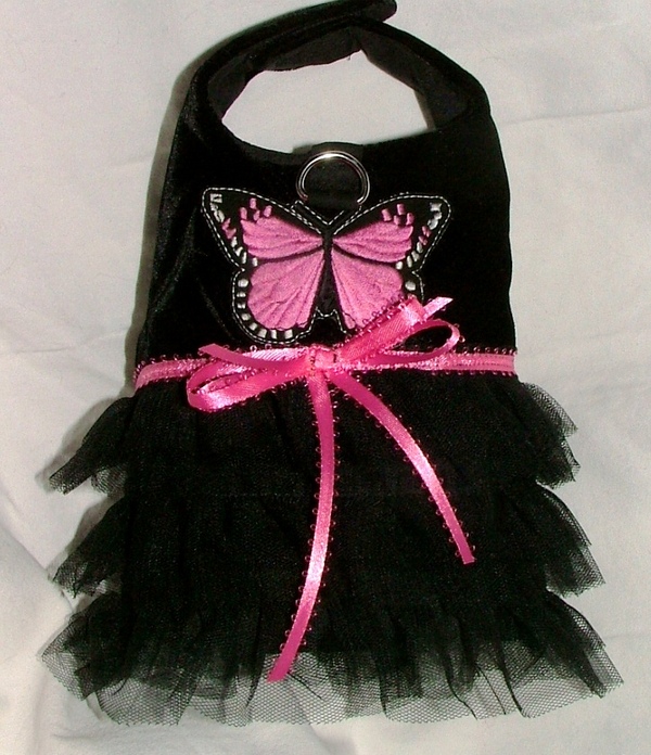 Black and Pink Ruffled Vest/Harness