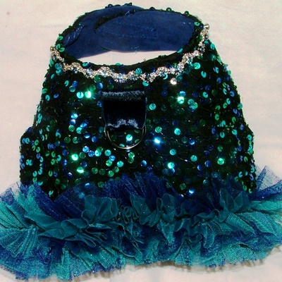 Sequin and chiffon rhinestone vest/harness 