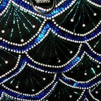 Teal/Blue Fully Sequined and Beaded Vest Harness - Thumbnail 1