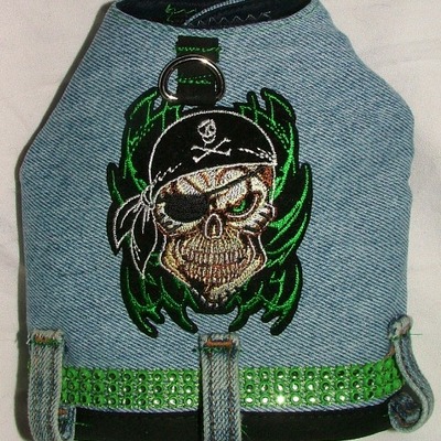 Recycled denim dog harness