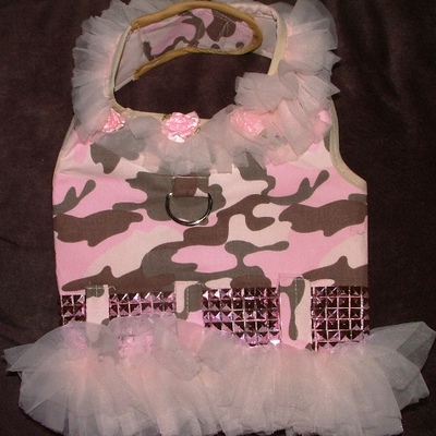 Designer pink camouflage vest/harness