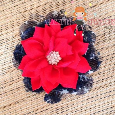 4th of july/patriotic/red blue rhinestone flower hair bow clips/photo props