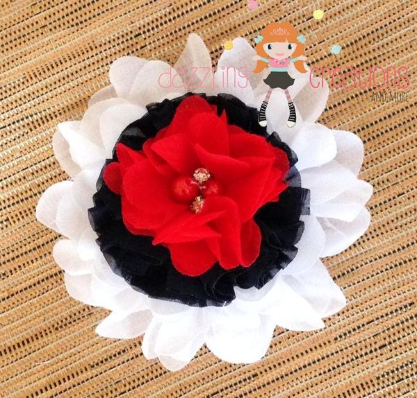 4th of July/Patriotic/Red White Blue Flower Hair Bow Clips