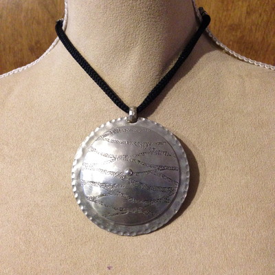 Circle Aluminum Pendant on black cord