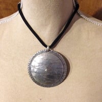 Circle Aluminum Pendant on black cord - Thumbnail 1