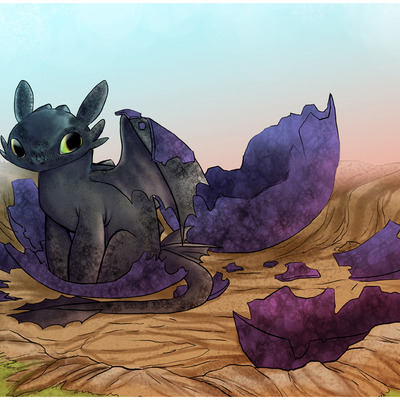 Toothless hatchling print