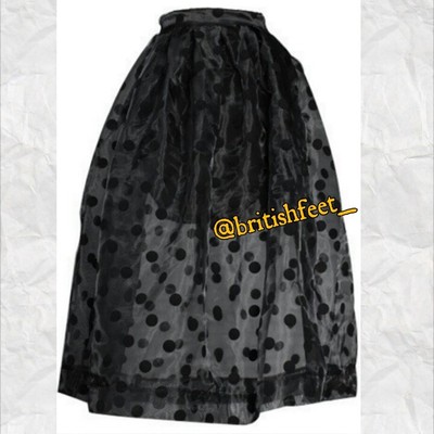 Black polka dot flare skirt
