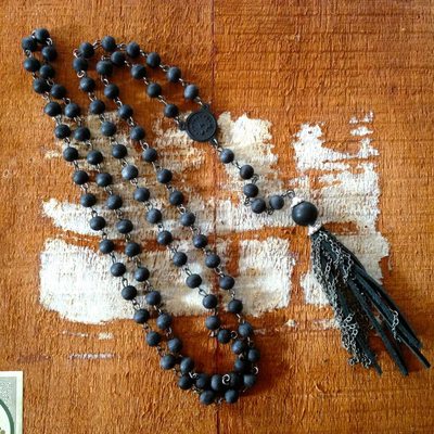 Tree tassel rosary necklace